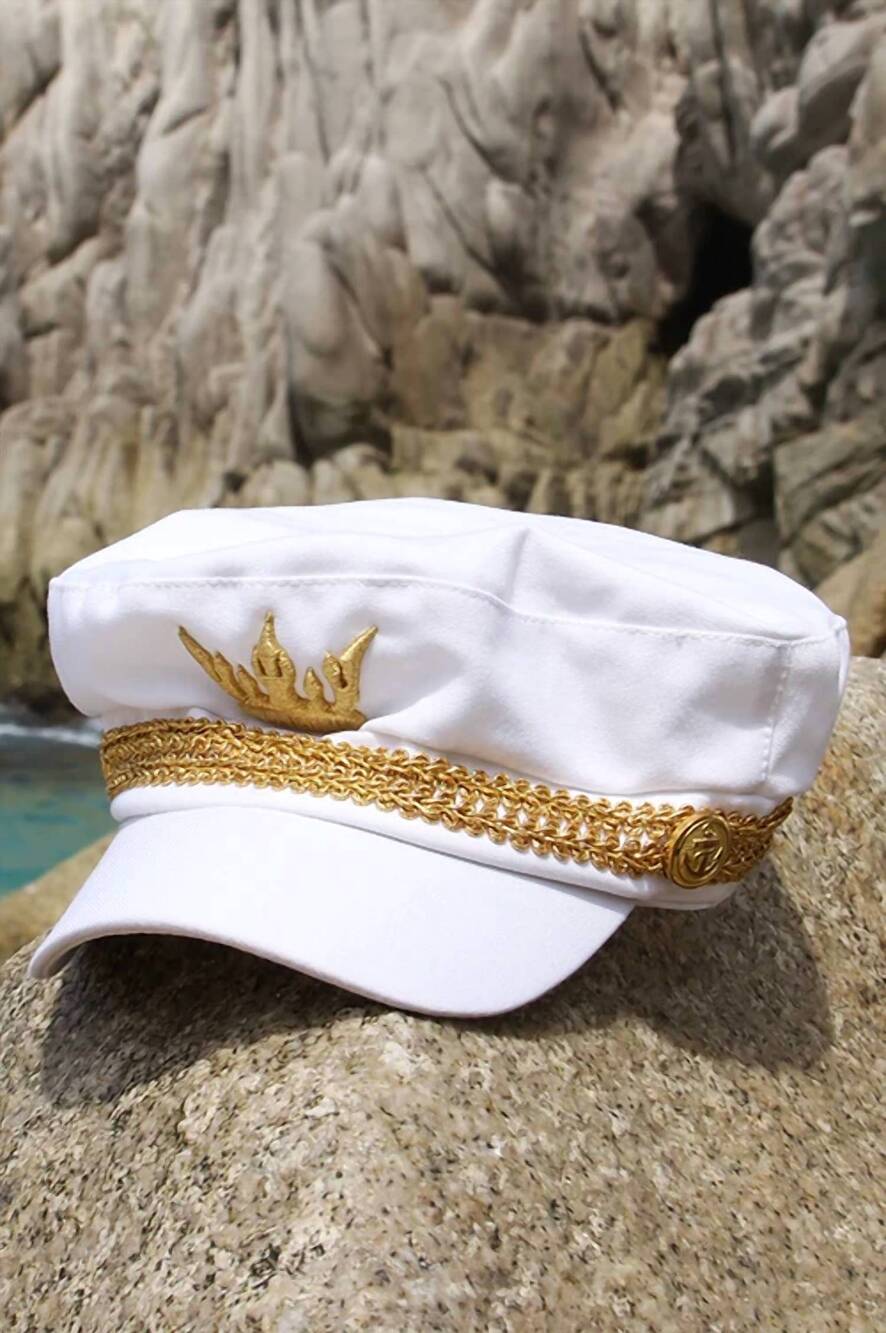 NEW MALIBUTIQUE women's captain nautical cap in white